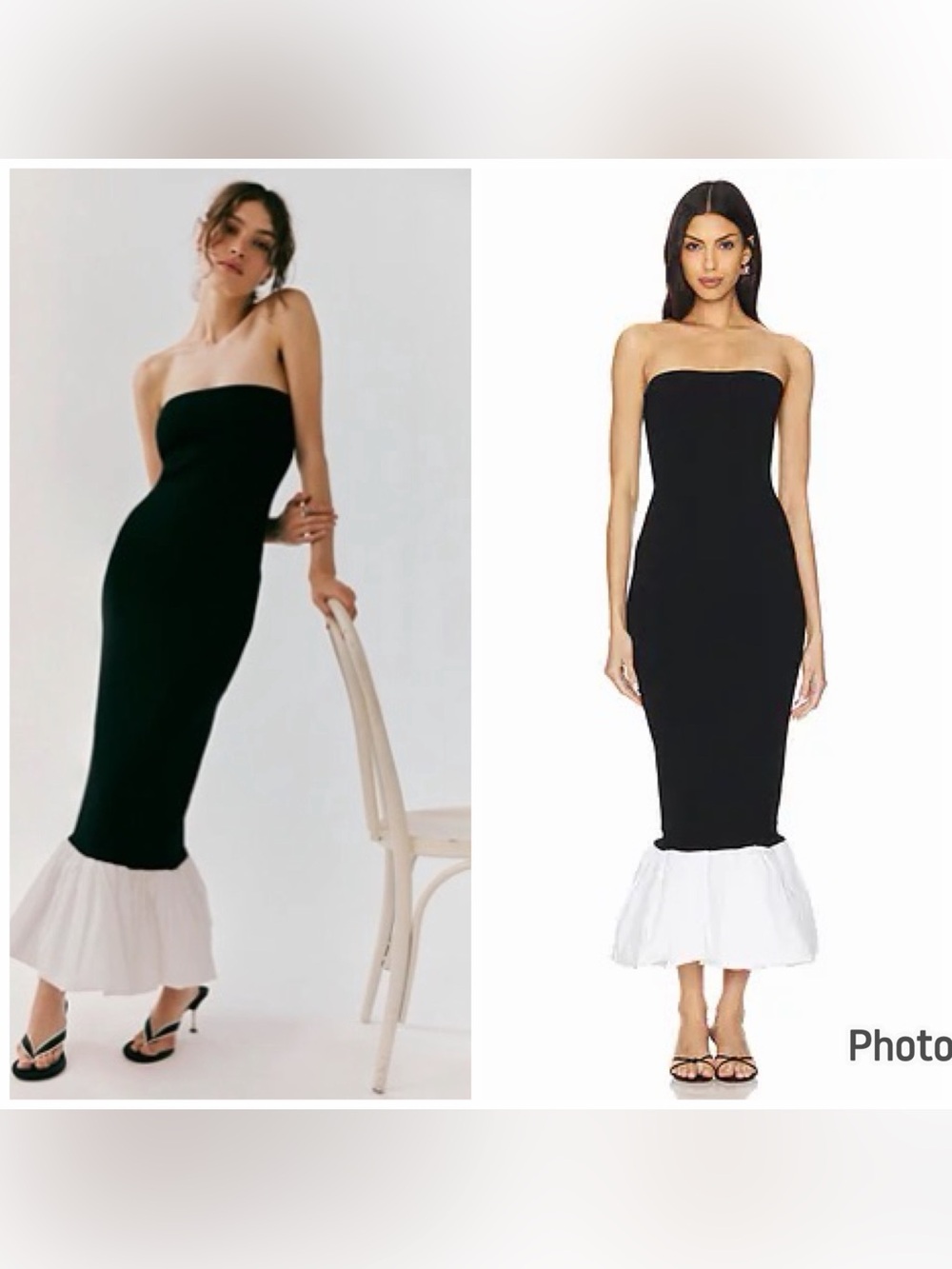 Ronny Kobo Strapless Uttara Dress Black Ivory Small